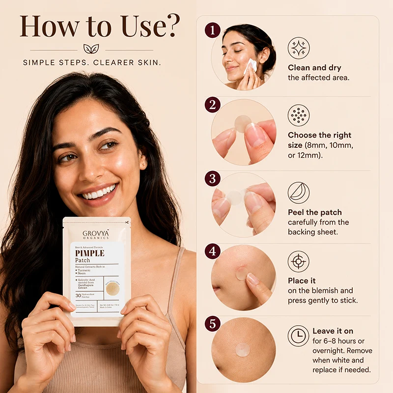 Pimple Patch | Hydrocolloid Acne Patch with Turmeric, Neem & Calendula | Salicylic Acid Acne Spot Patch for Face | Invisible Overnight Pimple Stickers, 30 Patches (8 mm, 10 mm & 12 mm)