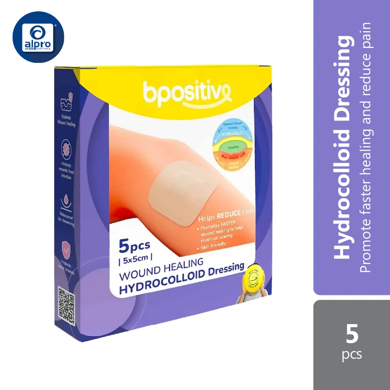 bpositive Wound Healing Hydrocolloid Dressing 5×5cm 5s | Promote Faster Healing & Reduce Pain