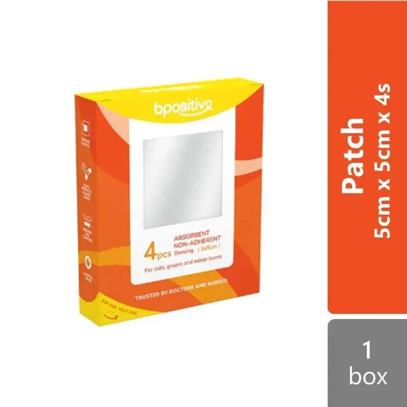 Bpositive Absorbent Non-Adherent Dressing 5 X 5 cm 4s | Less Painful When Changing The Dressing