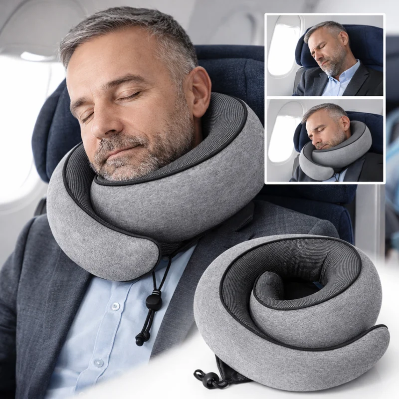 SnailWrap 360° Memory Foam Reiskussen | Ontworpen voor Volledige Nekondersteuning Tijdens Reizen