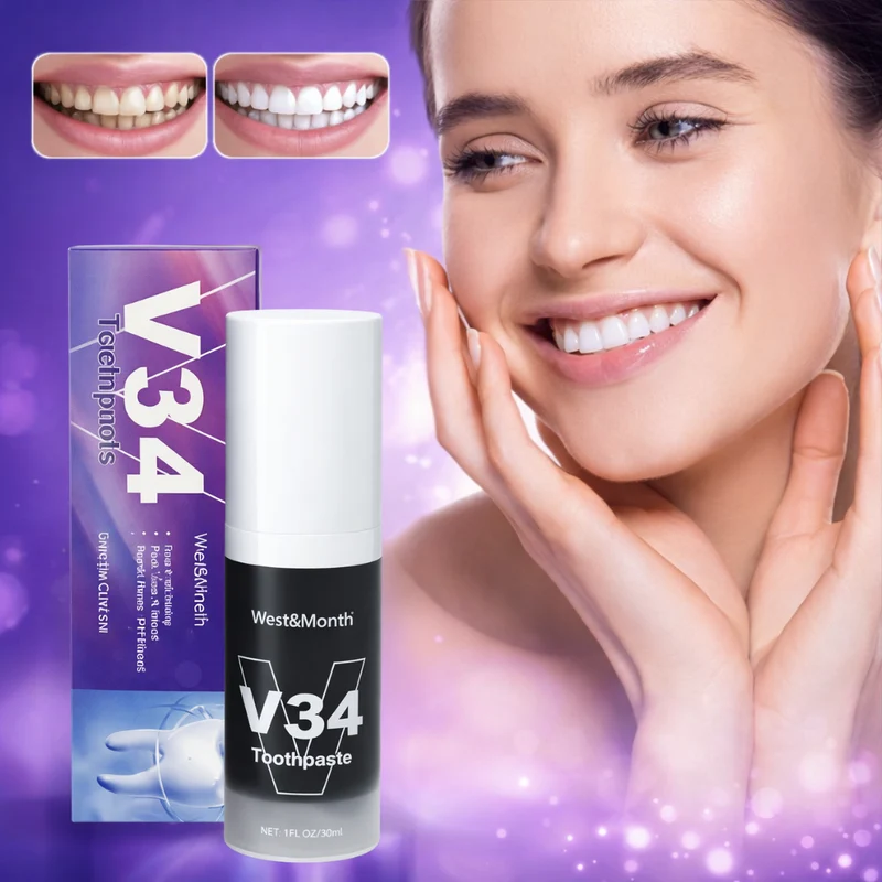 West&Month V34 Tandpasta | Neutraliseert Gele Tanden Direct en Geeft een Wittere Lach in Minuten