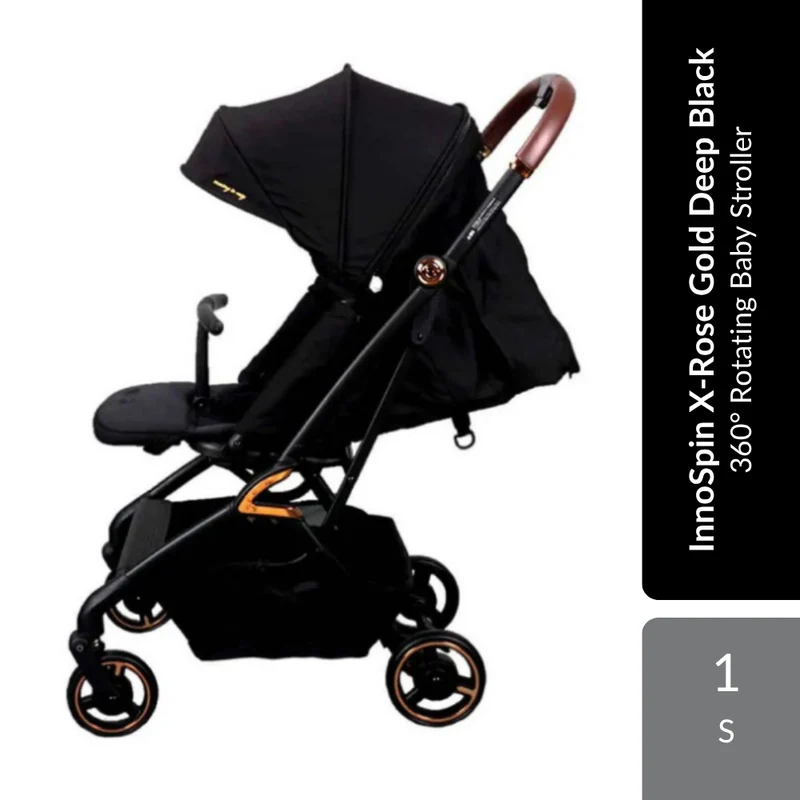 Koopers Tavo InnoSpin X-Rose Gold Deep Black 1s | 360° Rotating Baby Stroller