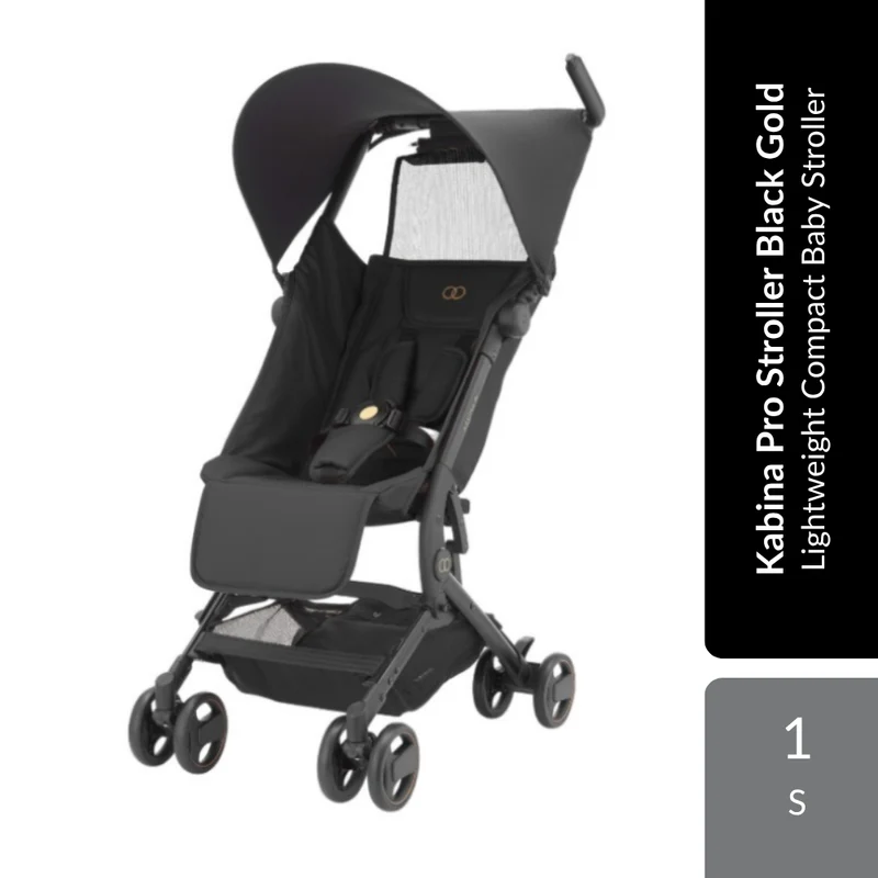Koopers Kabina Pro Stroller Black Gold 1s | Lightweight Compact Baby Stroller