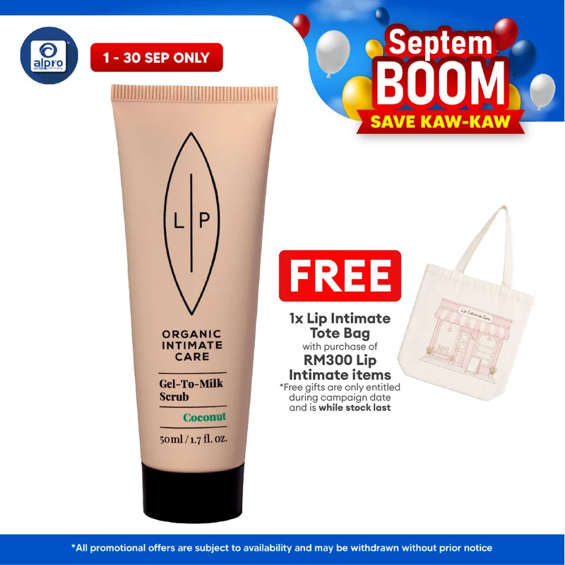 Lip Intimate Gel-To-Milk Scrub Coconut 50mL | Even Out Skin Tone & Renews Old Skin