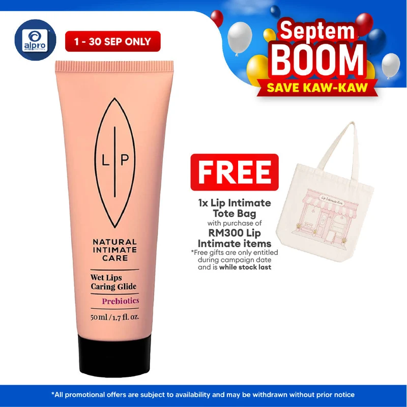 Lip Intimate Wet Lips Prebiotic Glide 50mL | Supports Healthy Microbiota & Long-Lasting Lubrication