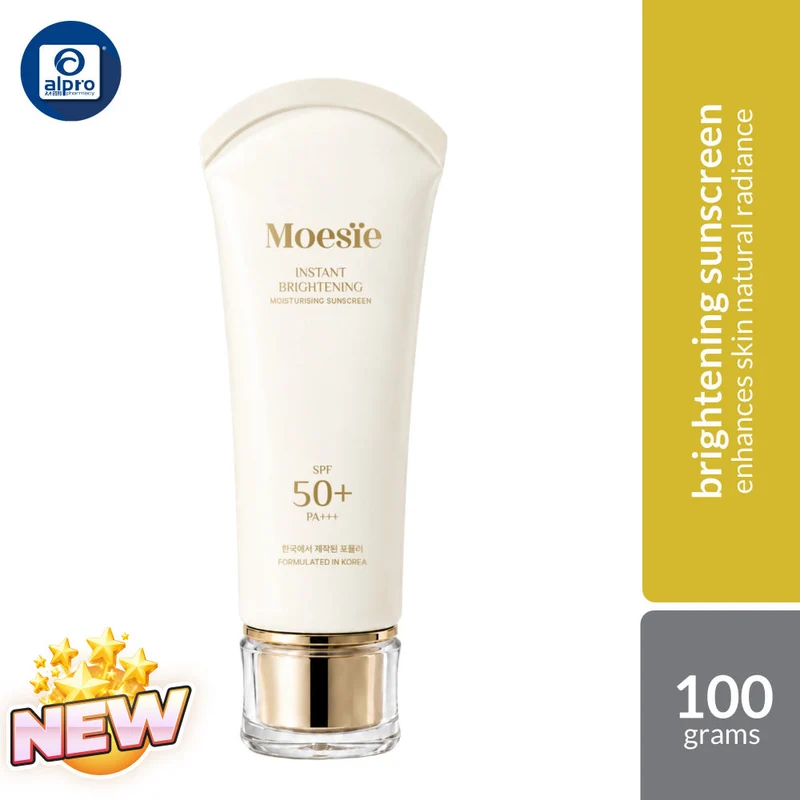 Moesie Instant Brightening Moisturising Sunscreen 100g | Enhances Skin Natural Radiance & Instant Tone-Up Effect