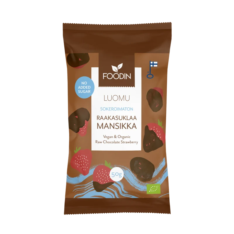 Foodin - Raw Chocolate Jordgubb (L) 50g, sockerfri