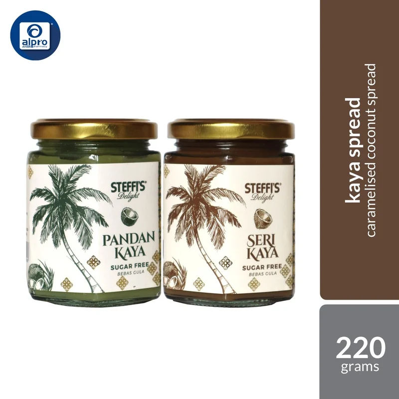 Steffi's Sugar Free (Sri Kaya / Pandan Kaya) 220g | Traditional Kaya Spread with Maltitol Sugar Substitute
