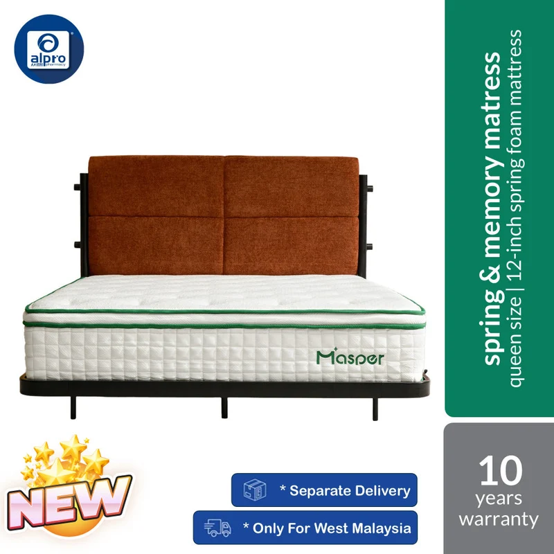 Masper M3 Spring Memory Foam Hybrid Mattress Queen Size (Bed Only) | Hybrid Pocket Spring with Premium Foam