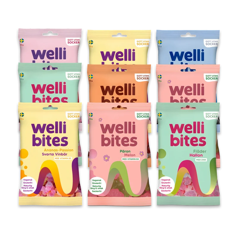 9 x Wellibites Candy 70 g