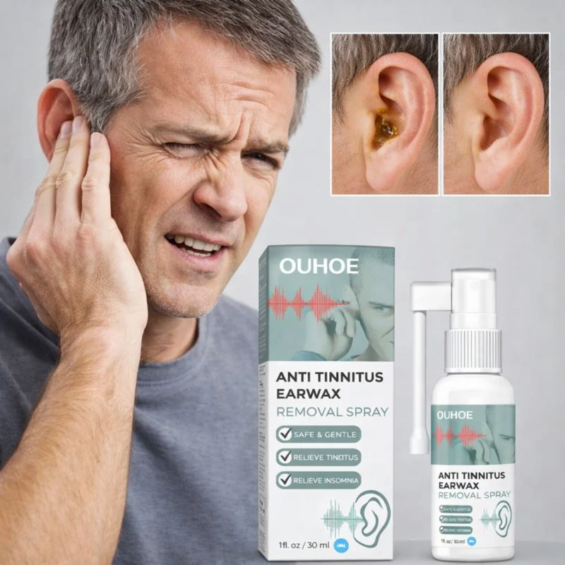 OUHOE Anti-Tinnitus Oorsmeer Verwijder Spray | Rustigere Oren en Comfort in Slechts Minuten