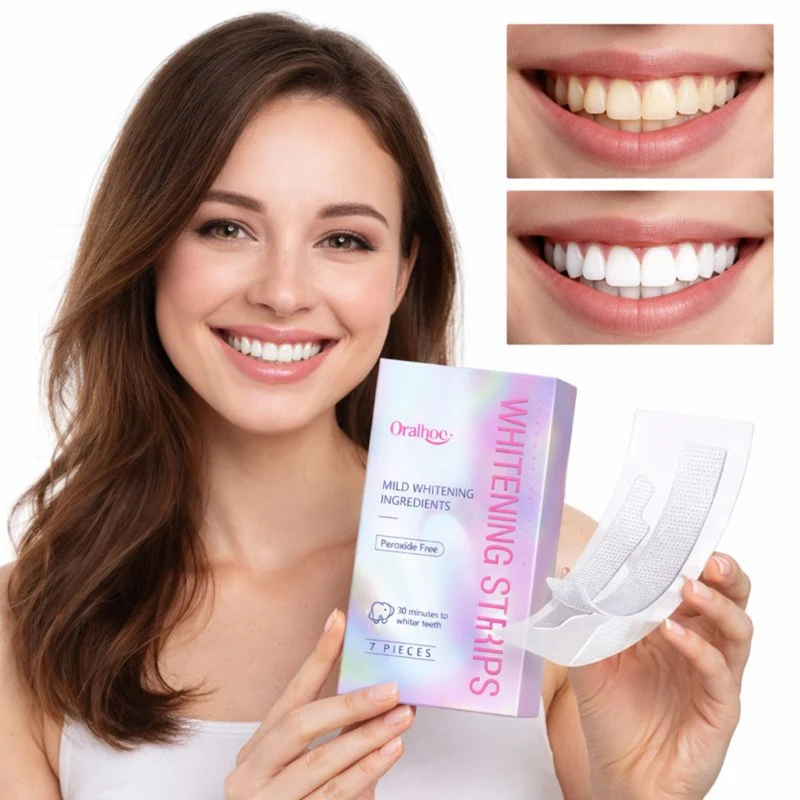 Oralhoe Teeth Whitening Strips | Zichtbaar Wittere Tanden in Slechts 30 Minuten — Zonder Peroxide