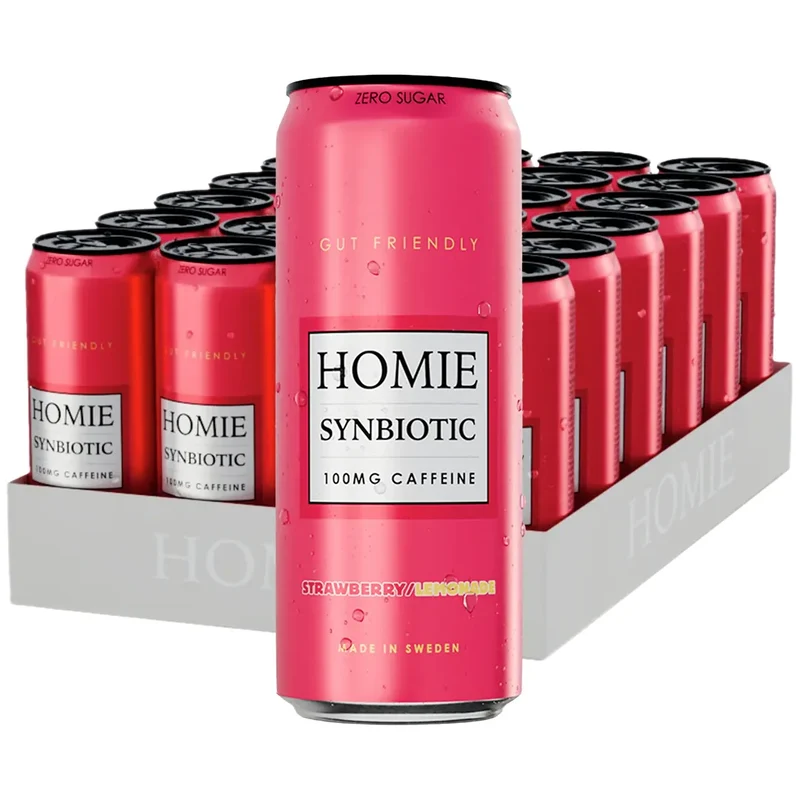 24 x Homie Wake Up Synbiotic 330 ml Strawberry Lemonade