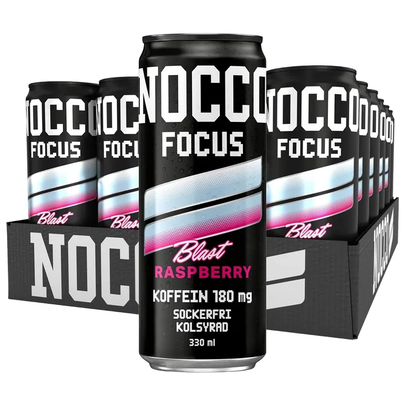 24 x NOCCO FOCUS 3 330 ml Raspberry Blast