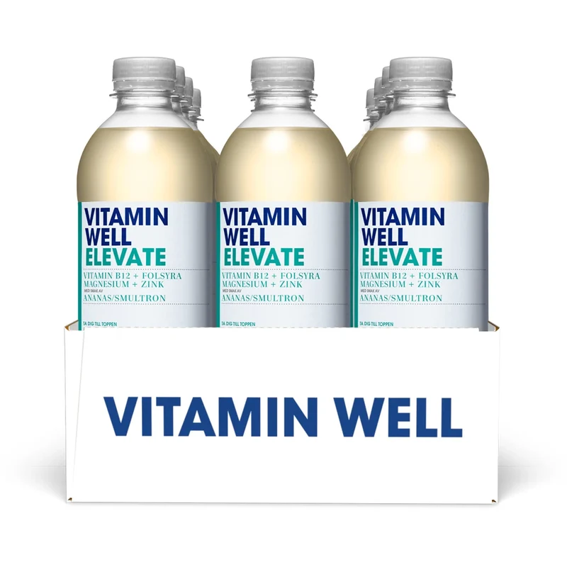 12 x Vitamin Well 500 ml Elevate Ananas Smultron