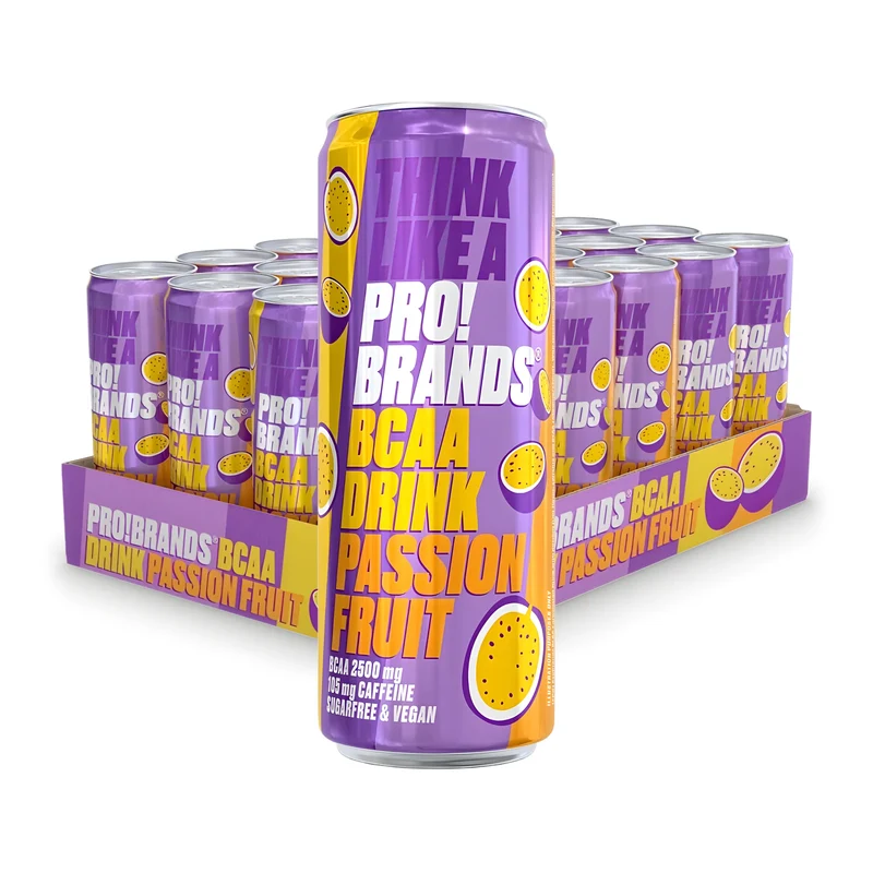 24 x Pro Brands BCAA Drink 330 ml Passionfruit (105 mg koffein)