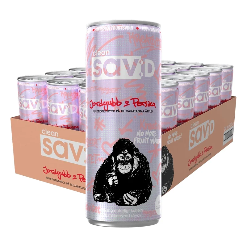 24 x Clean Sav:D 330 ml Kreativ - Jordgubb/Persika