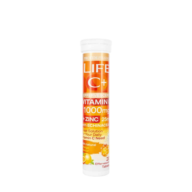 Life C+ Vitamin C 1000 mg with Zinc 20 Effervescent Tablets