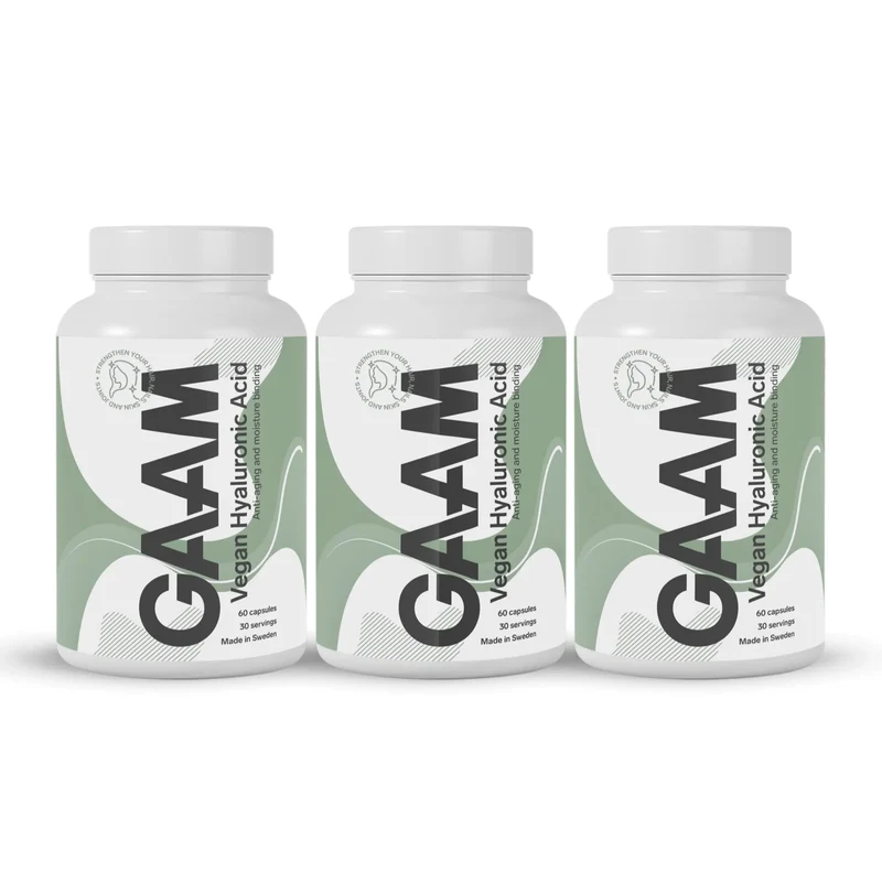 3 x GAAM Vegan Hyaluronic acid & vitamin C 60 caps