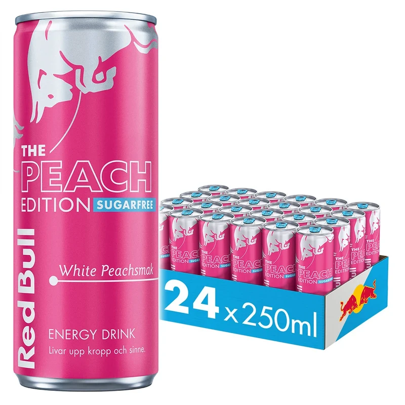24 x Red Bull Energidryck 250 ml Peach Edition Sugarfree - White Peach