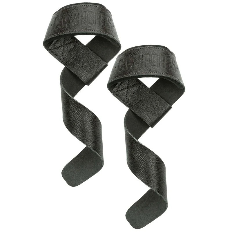 C.P. Sports Padded Leather Lifting Straps Brown