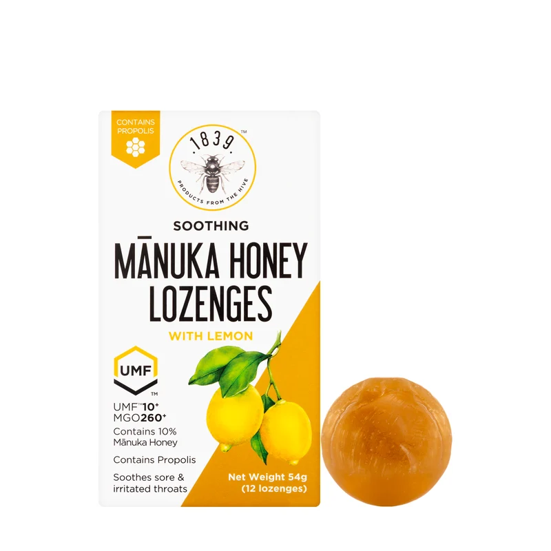 1839 Manuka Honey UMF10+ Lemon Lozenges 12 Pieces