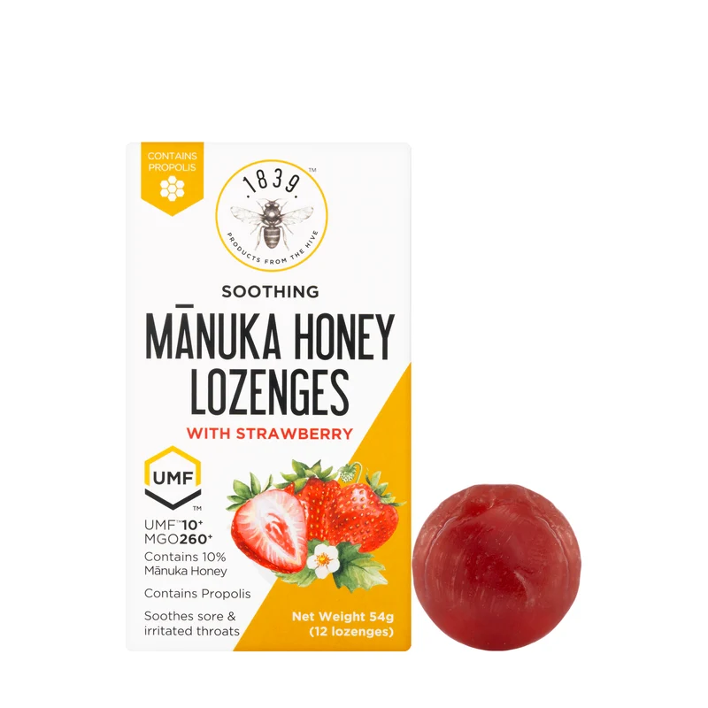 1839 Manuka Honey UMF10+ Strawberry Lozenges 12 Pieces