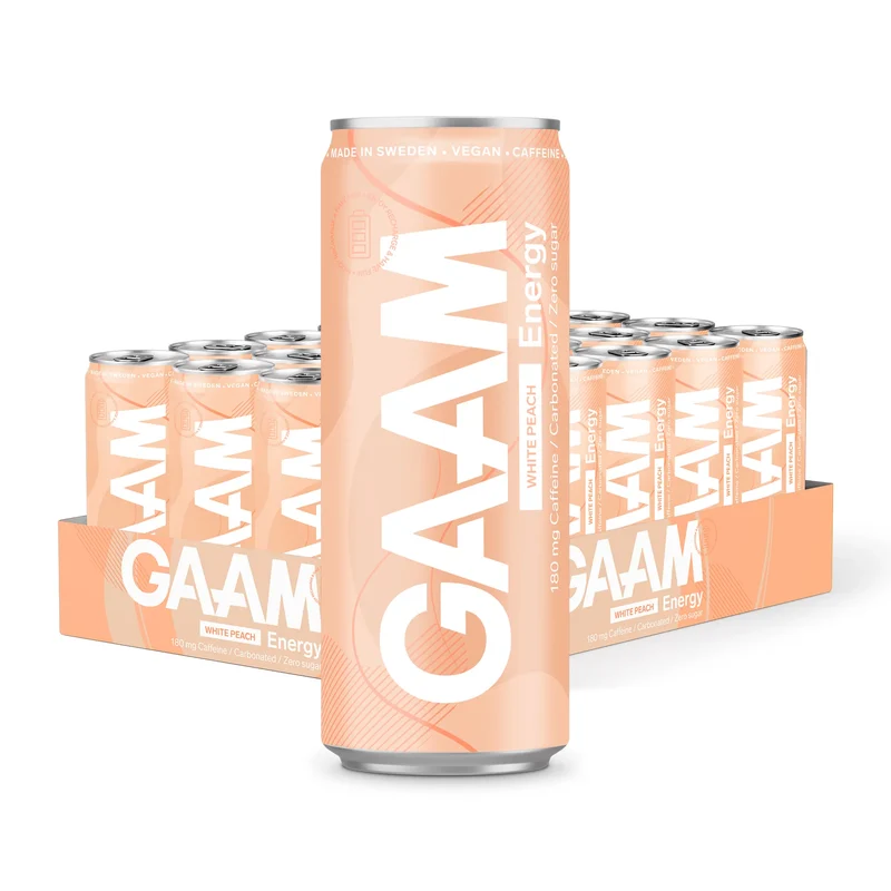 24 x GAAM Energy 330 ml White Peach