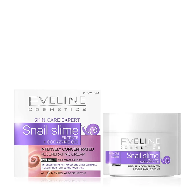 Eveline Skin Care Expert Snail Slime + Coenzyme Q10 Intensely Concentrated Regenerating Cream Day and Night 50 Ml