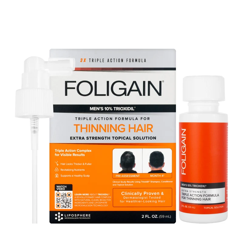 Foligain Men's 10% Trioxidil Extra Strength Topical Solution for Thinning Hair 59 Ml