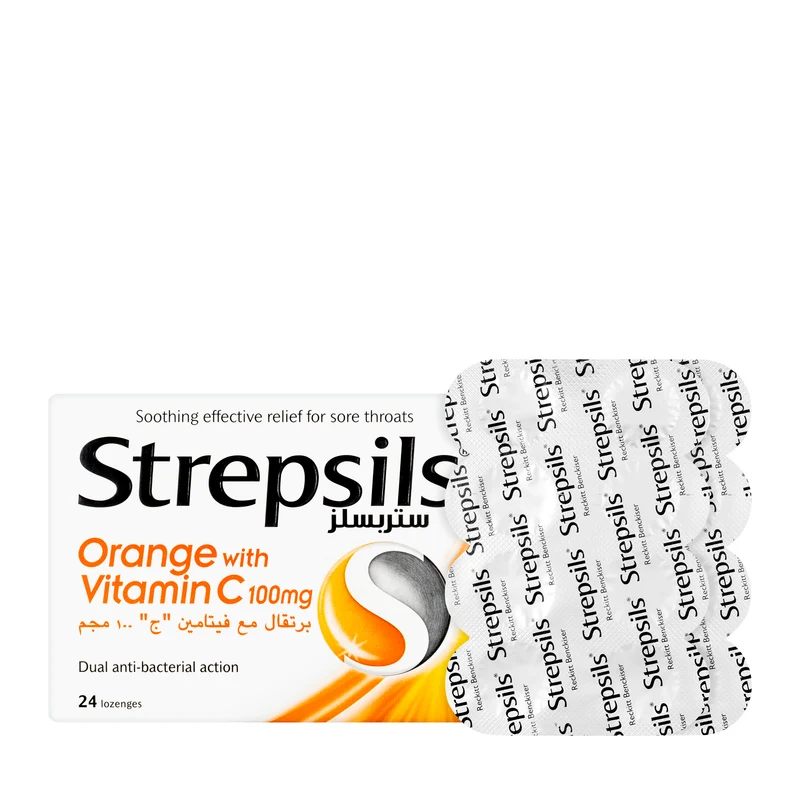 Strepsils Orange [Vitamin-C] 24 Lozenges