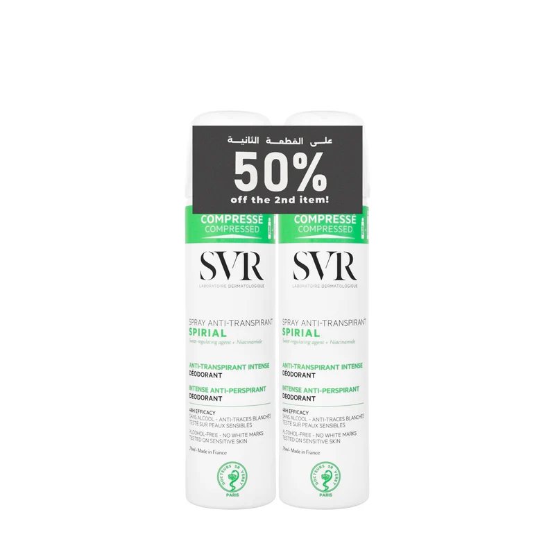 SVR Spiral Deodrant Spray [White] 2x75 ml Offer
