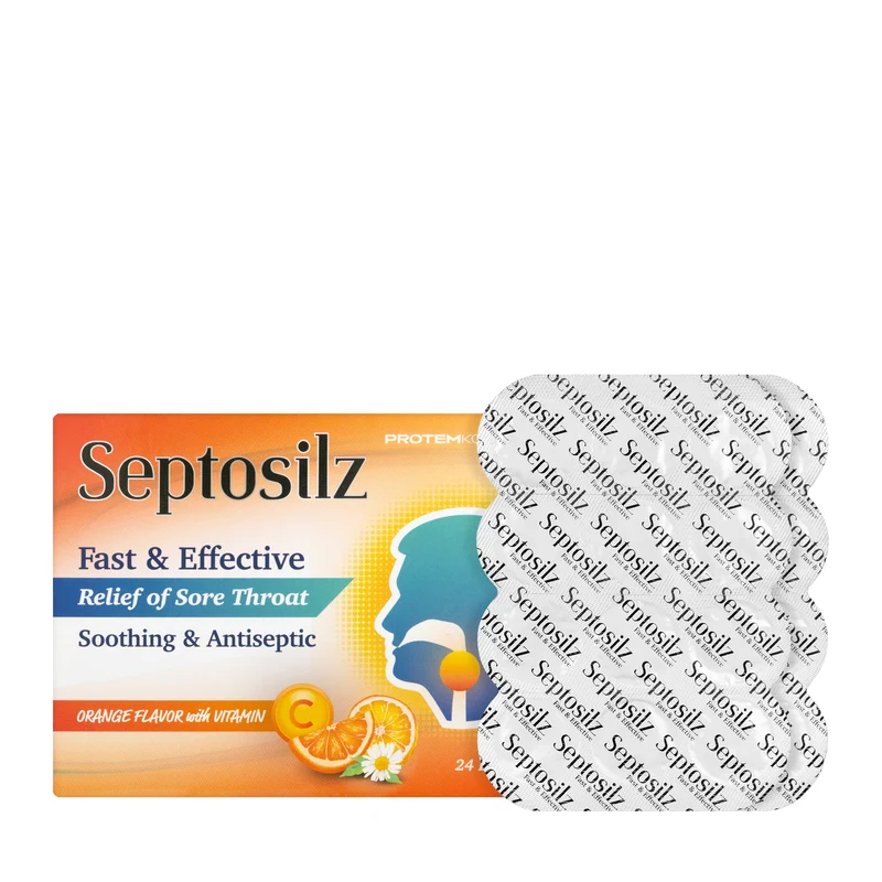 Septosilz Orange With Vitamin-C 24 Lozenges