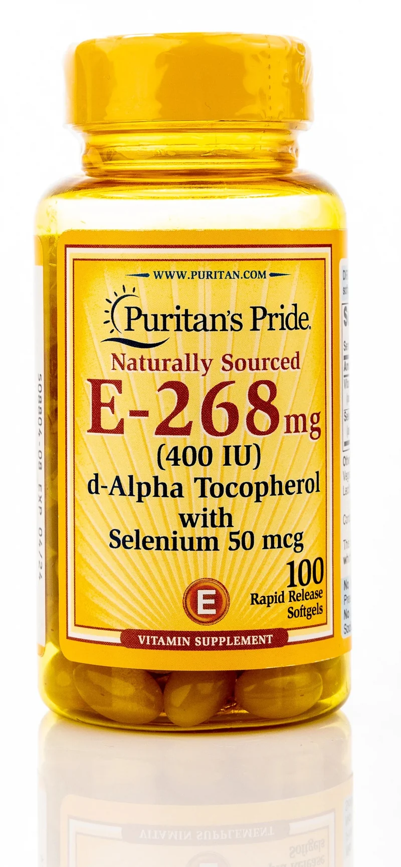 Puritan's Pride Vitamin E 400IU +Selenium 50mcg 100 Softgels