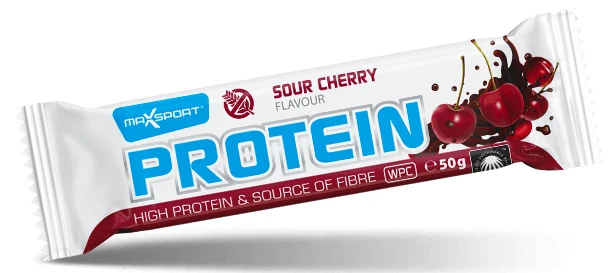 Glutenfreier Proteinriegel mit Kirschgeschmack und Kakaoüberzug 50 g - MAXSPORT