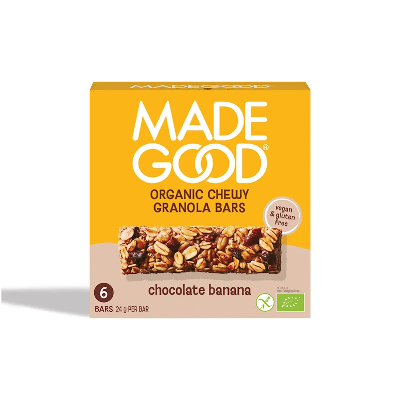 Glutenfrei CRUNCHY SCHOKOLADE UND BANANENGRANOLA BIO (6 x 24 g) 144 g - MADEGOOD