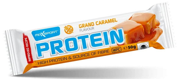 Glutenfreier Proteinriegel mit Karamellgeschmack und Kakaoüberzug 50 g - MAXSPORT