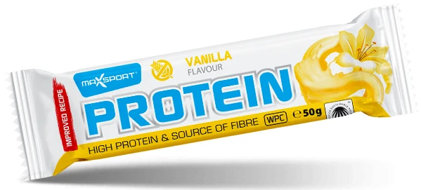 Eiweißriegel mit Vanillegeschmack in glutenfreier weißer Hülle 50 g - MAXSPORT