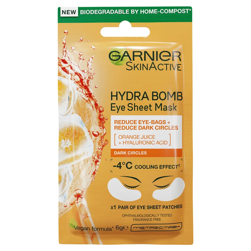 Garnier Hydra Bomb Hyaluronic Acid + Orange Extract Eye Sheet Mask 6g