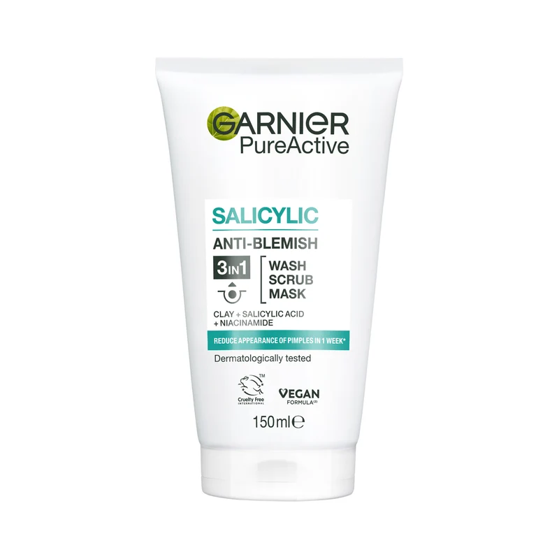 Garnier Pure Active 3 in 1 Wash, Scrub & Mask