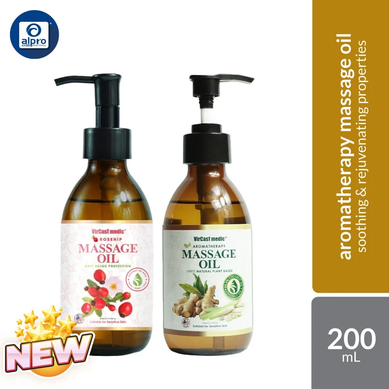 VirCast Medic Massage Oil (Rosehip / Ginger & Lemongrass) 200mL | Soothing & Rejuvenating Properties