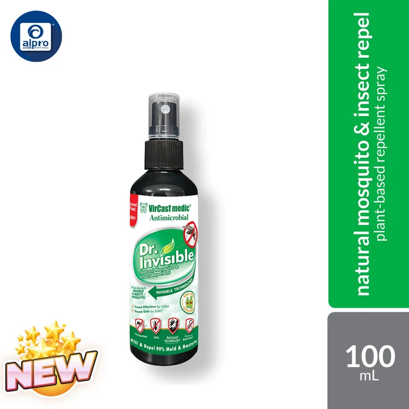 VirCast Medic Dr. Invisible Natural Mosquito Repellent Spray 100mL | Plant-Based Repellent Spray