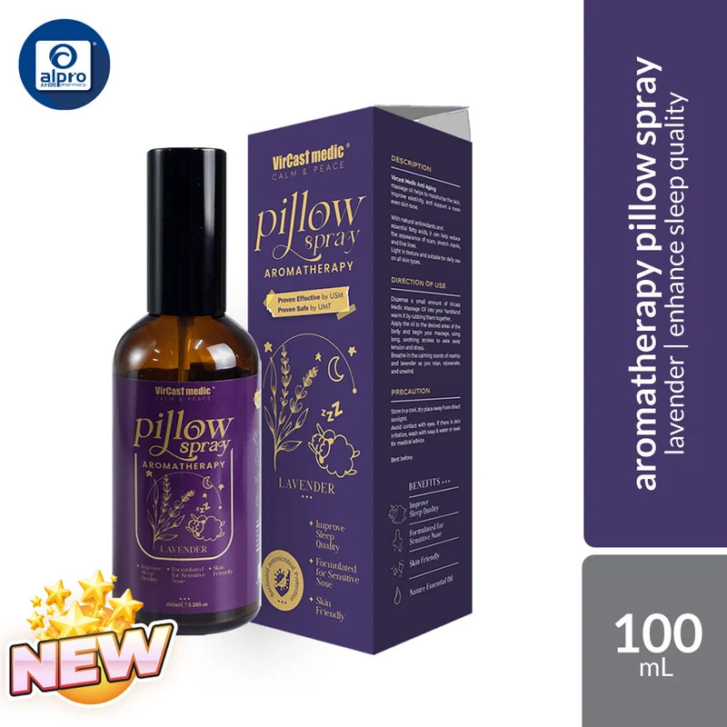 VirCast Medic Lavender Pillow Spray 100mL | Helps Enhance Sleep Quality & Microbial Protection