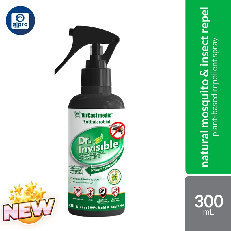 VirCast Medic Dr. Invisible Natural Mosquito Repellent Spray 300mL | Plant-Based Repellent Spray
