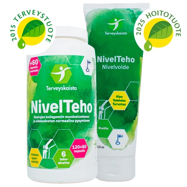 NivelTeho 180 kaps. + NivelTeho Nivelvoide 120 ml TARJOUS!