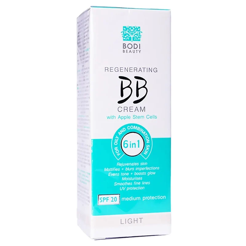 Bodi Beauty Regenerating SPF 20 BB Cream with Apple Stem Cells for Oily and Combination Skin Light shade 30 Ml