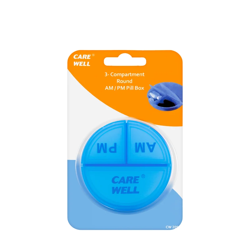 Care Well 3 Compartment Round Am / Pm Pill Box [209]
