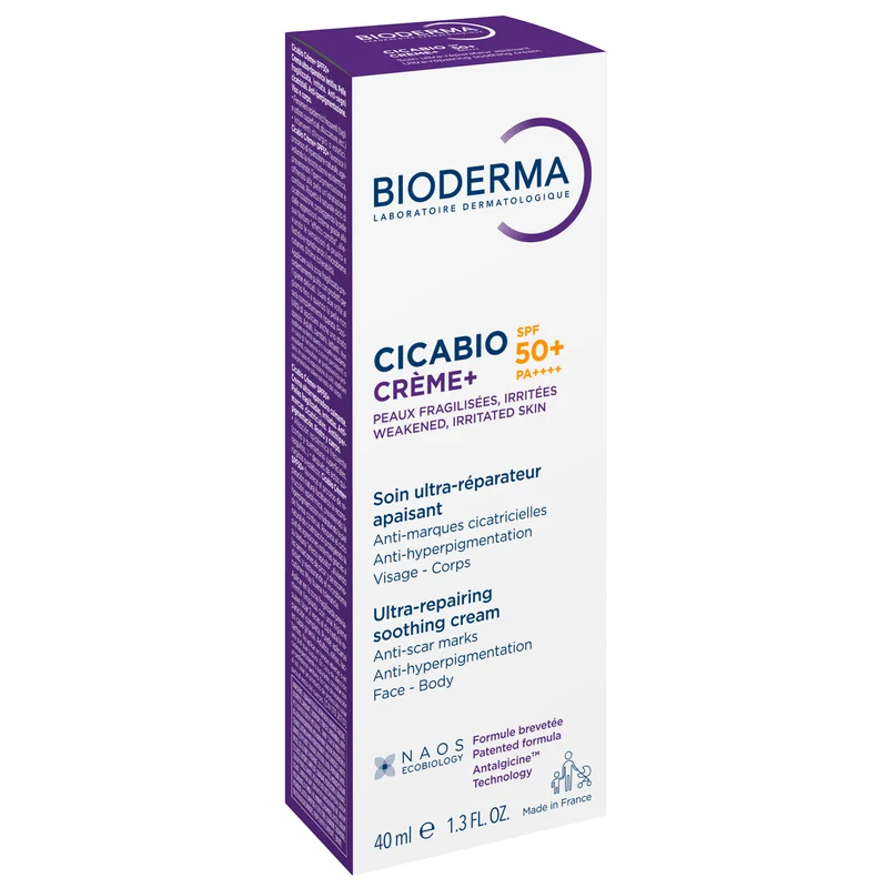 Bioderma Cicabio Crème+ SPF 50+ (Ultra-Repairing Soothing Cream with Very High UV Protection) 40 Ml