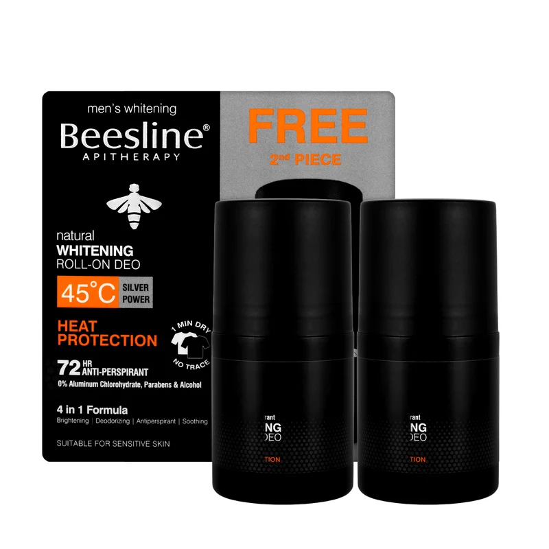Beesline 72 Hours Men Whitening Roll On Deo Silver Power Heat Protection 50 Ml 1+1 Offer Pack
