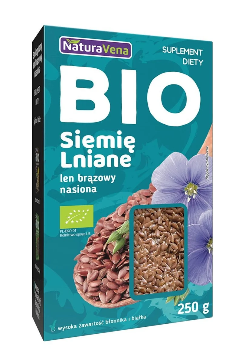 LEN BRĄZOWY BIO 250 g - NATURAVENA DATA: 04.2026